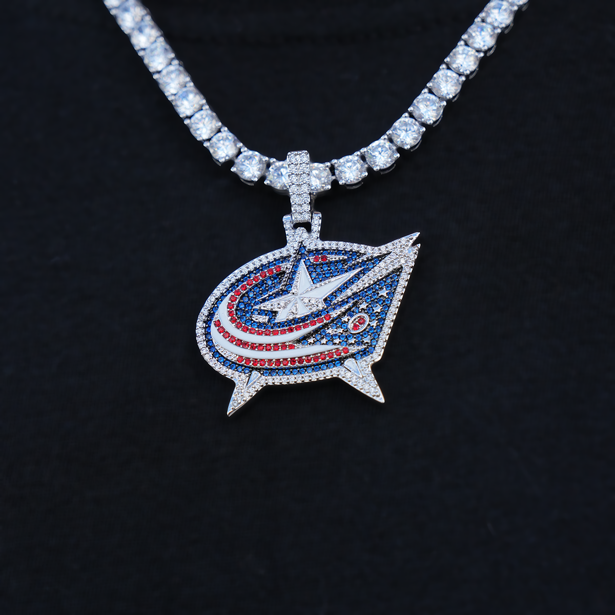 Columbus Blue Jackets Official NHL Logo Pendant in White Gold