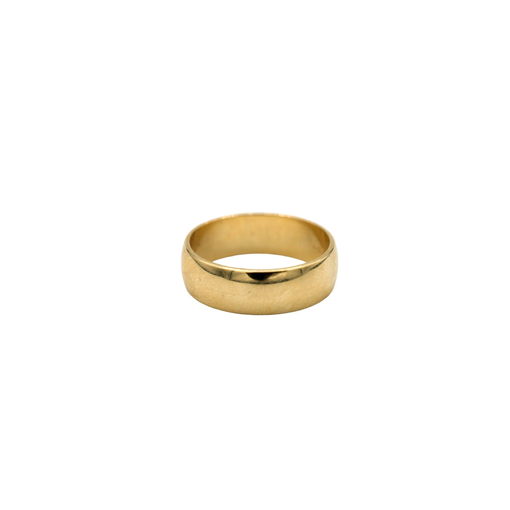 High Polish Rounded Band Ring in Solid Gold - 6mm
