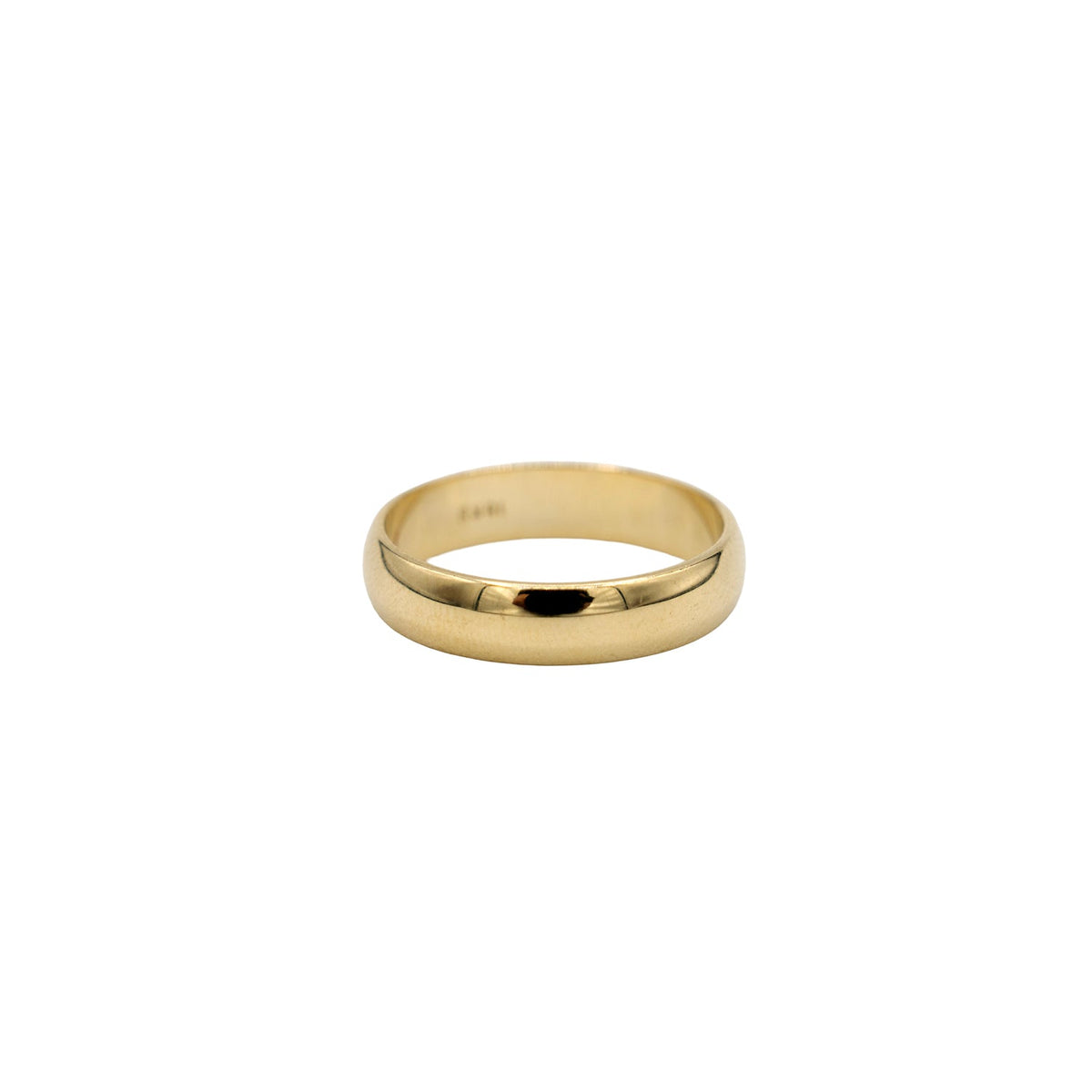 High Polish Rounded Band Ring in Solid Gold - 4mm