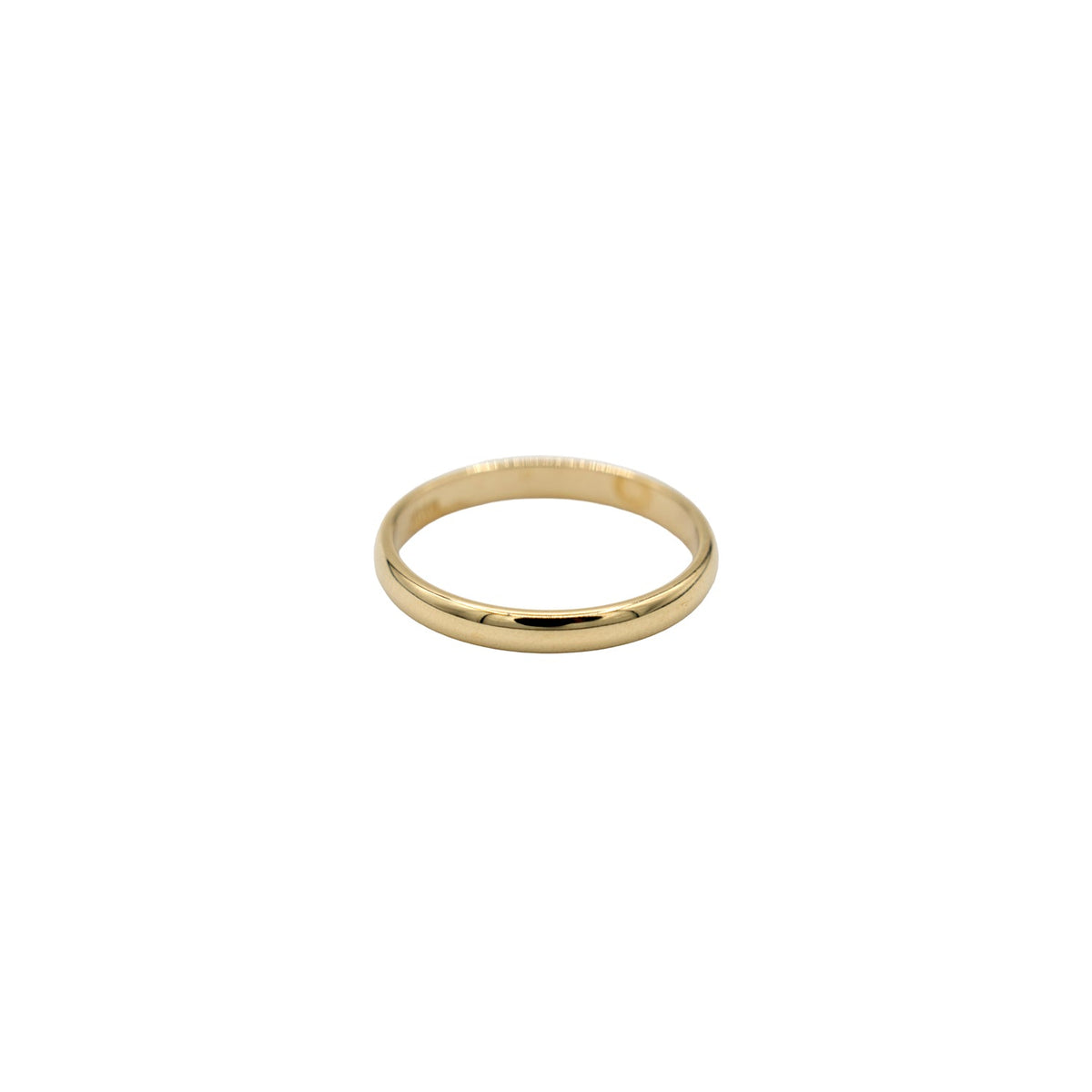 High Polish Rounded Band Ring in Solid Gold - 2mm