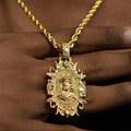 Iced Medieval Jesus Pendant in Yellow Gold