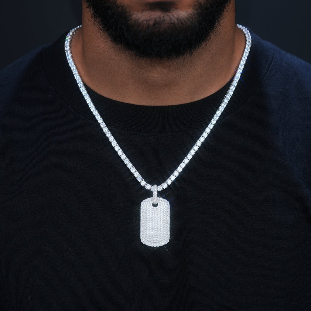 925S & VVS Moissanite Dog Tag