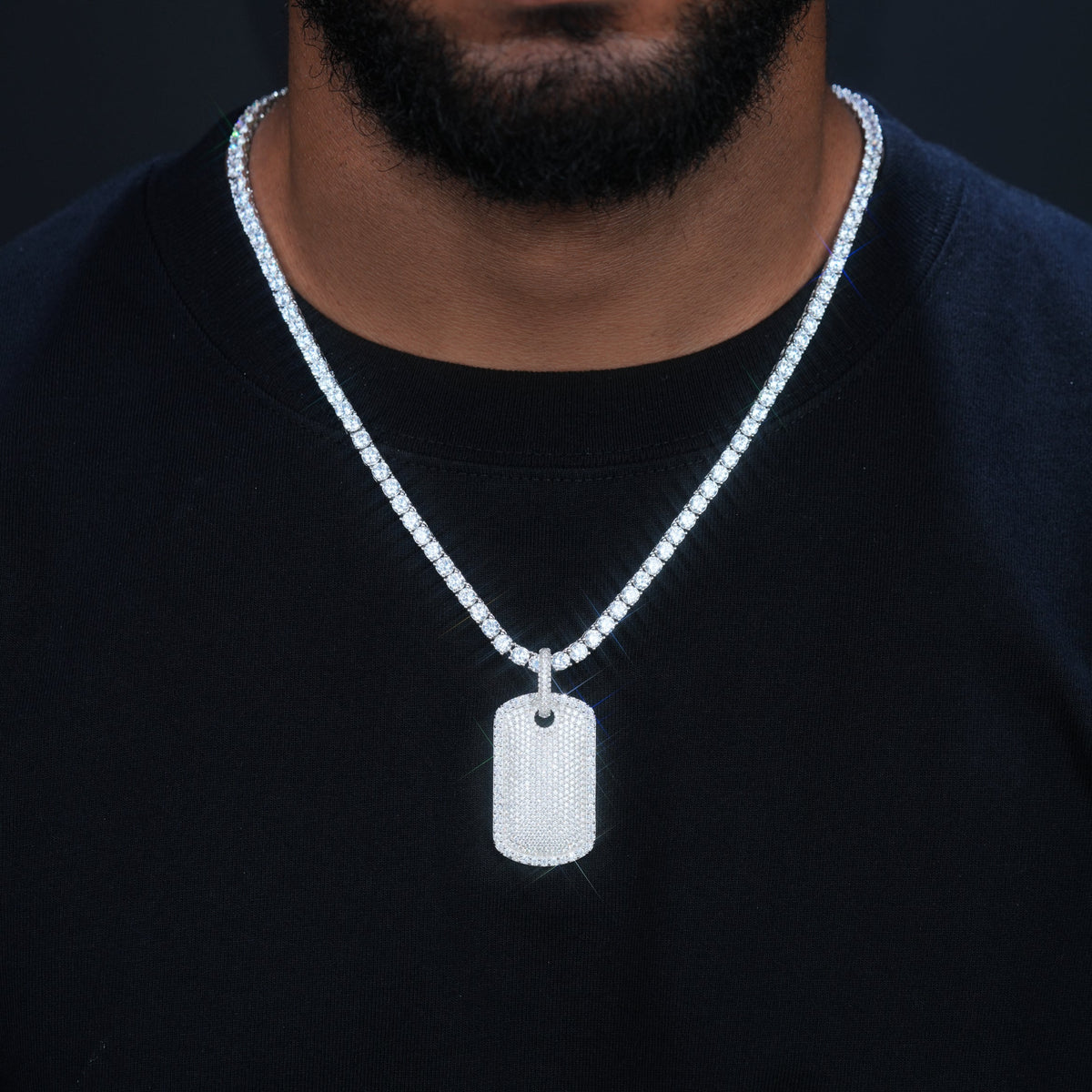 925S & VVS Moissanite Dog Tag