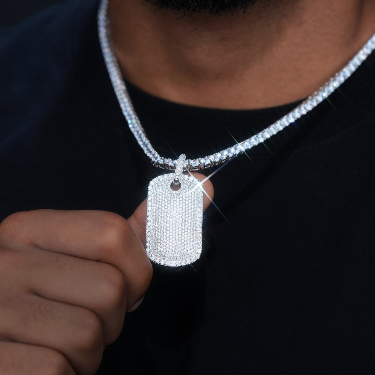 925S & VVS Moissanite Dog Tag
