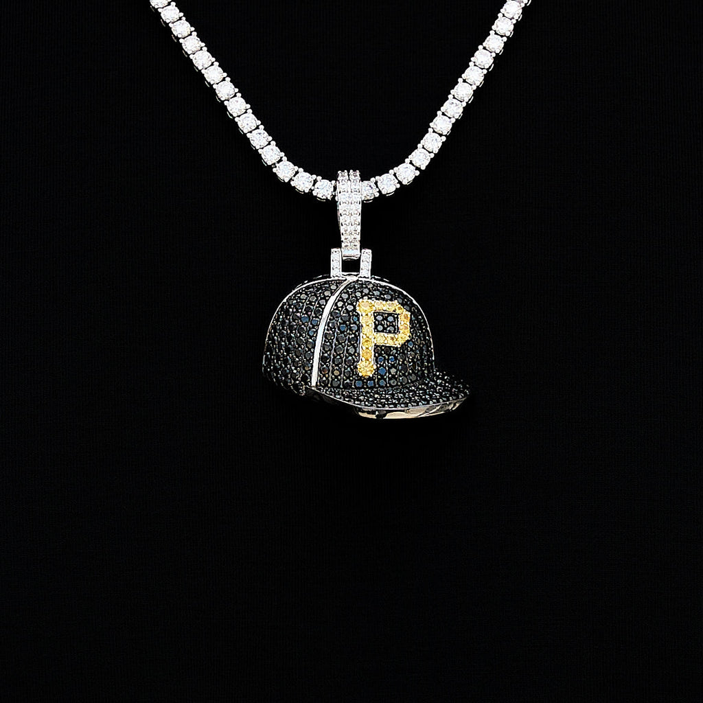 Pittsburgh Pirates Official MLB Baseball Cap Pendant in White Gold