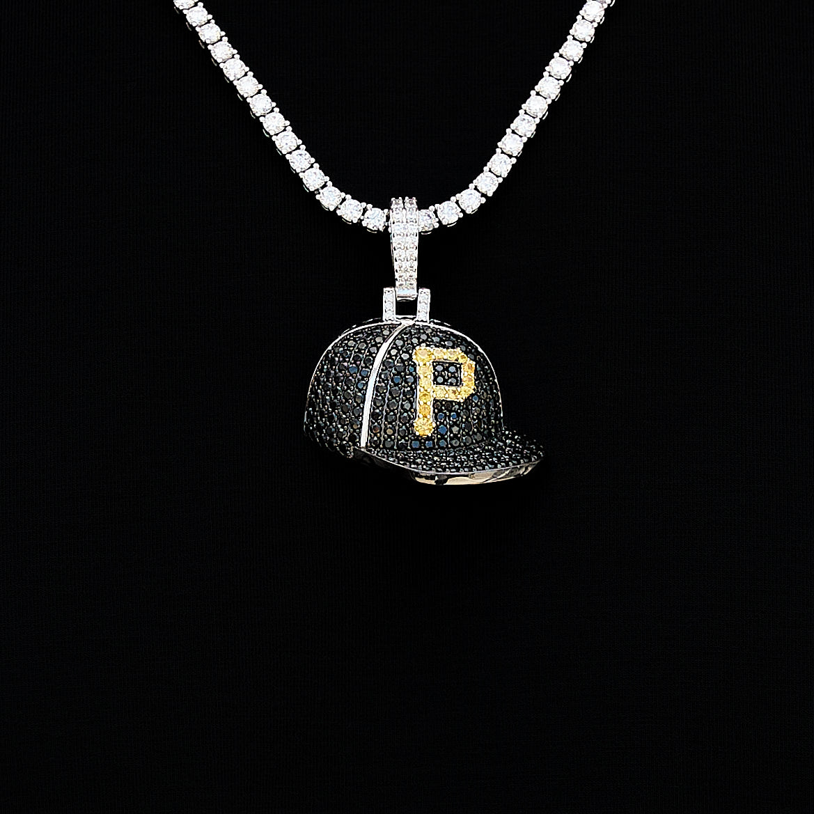 Pittsburgh Pirates Official MLB Baseball Cap Pendant in White Gold