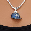 Detroit Tigers Official MLB Baseball Cap Pendant in White Gold