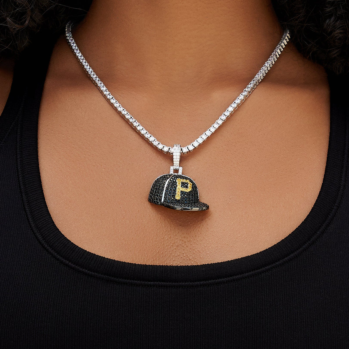 Pittsburgh Pirates Official MLB Baseball Cap Pendant in White Gold