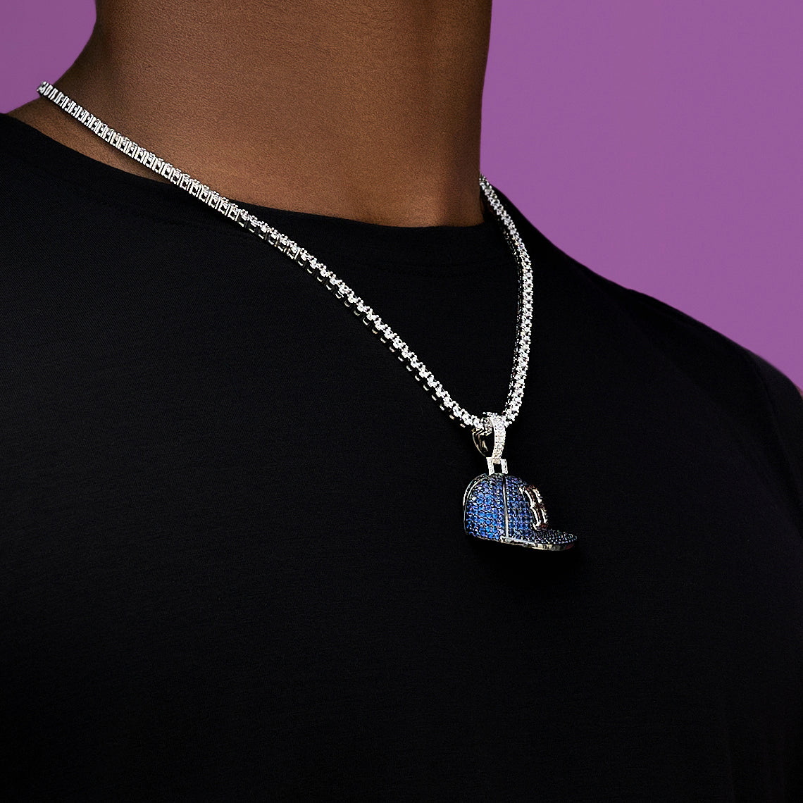 Boston Red Sox Official MLB Baseball Cap Pendant in White Gold