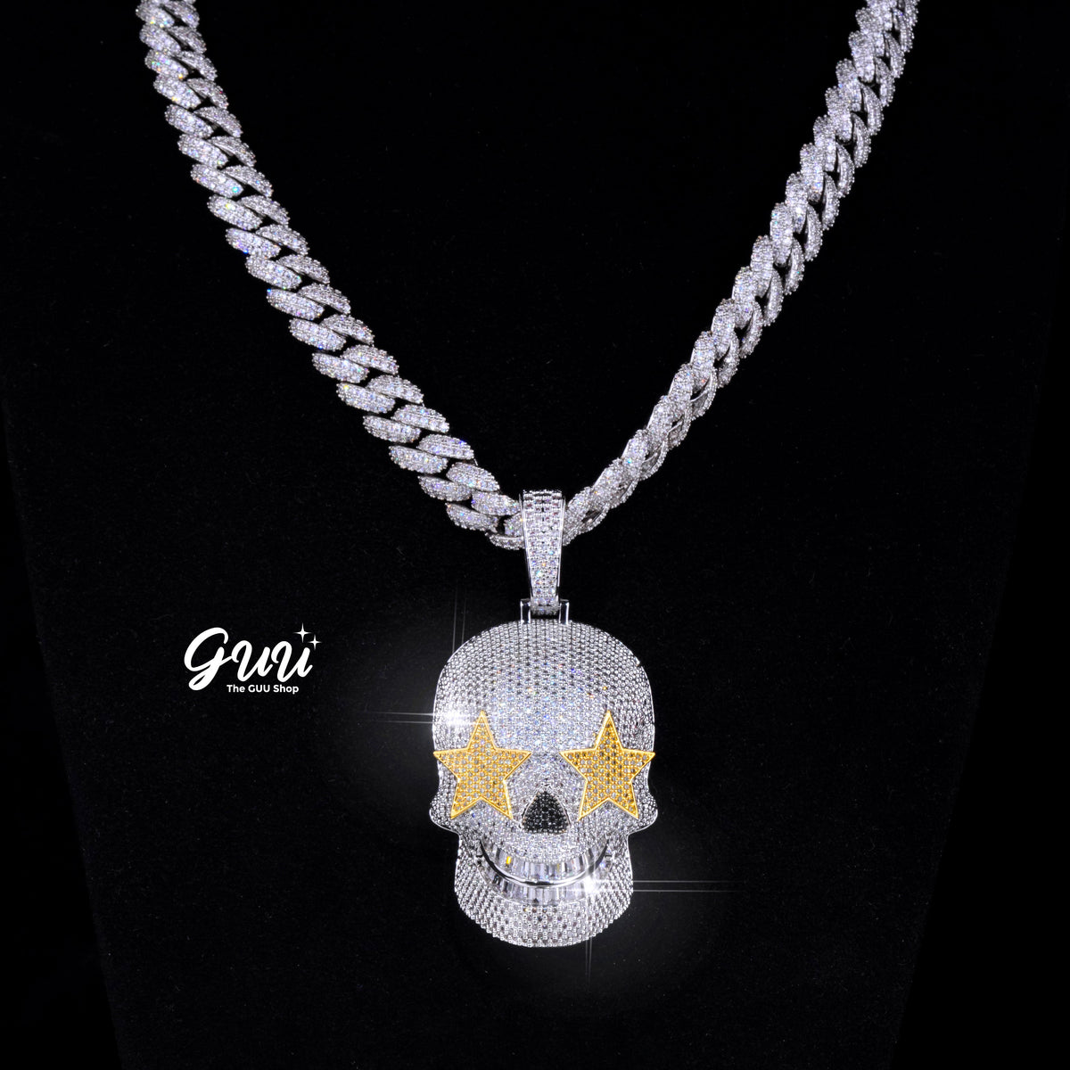 Star Eyes Skull Solid Iced Necklace