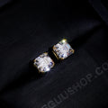 925S & VVS Moissanite Asscher Cut Stud Earrings In 18K Gold
