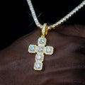 8.0 Carat 925S & VVS Moissanite Gemstone Cross Necklace In 18K Gold