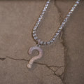 GLD x IDK New York Iced Question Mark Pendant in White Gold