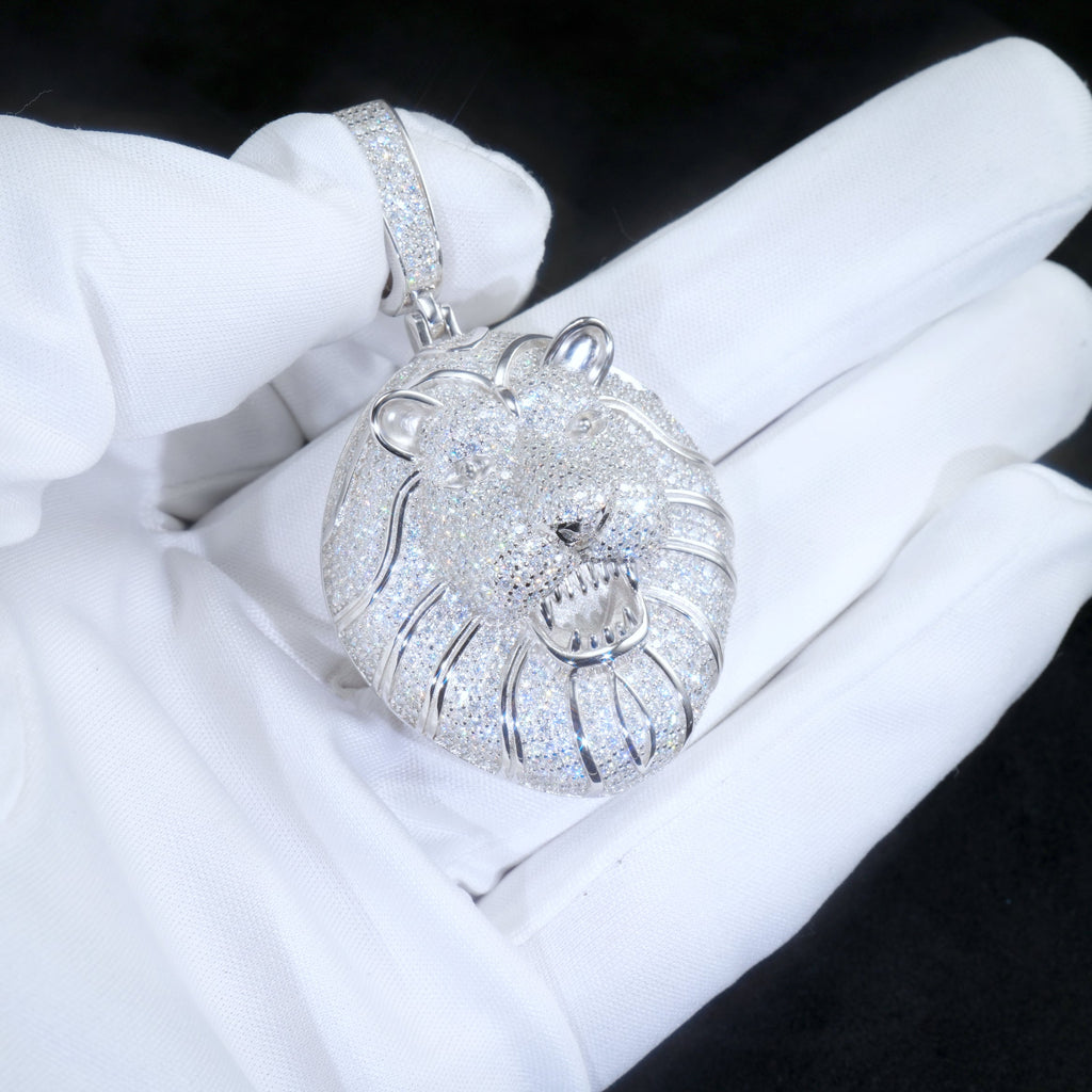 925S & VVS Moissanite Lion In White Gold