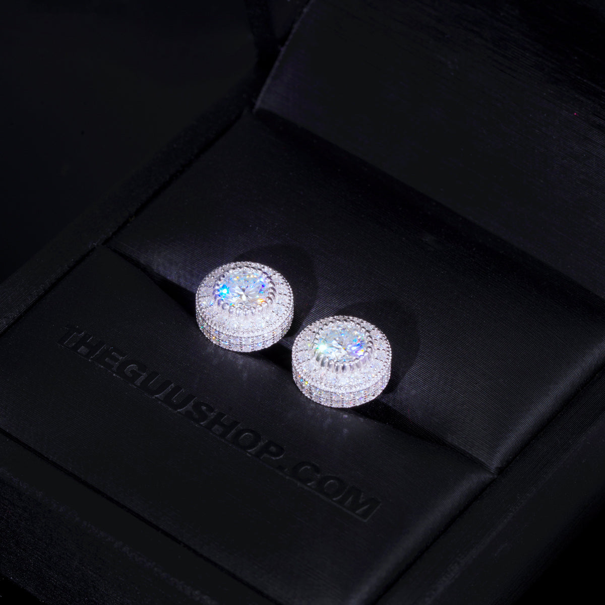 925s VVS1 Moissanite Cluster Halo Earrings
