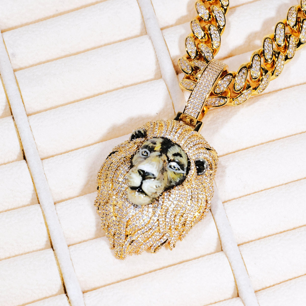 3D Enamel painting Iced Lion Pendant