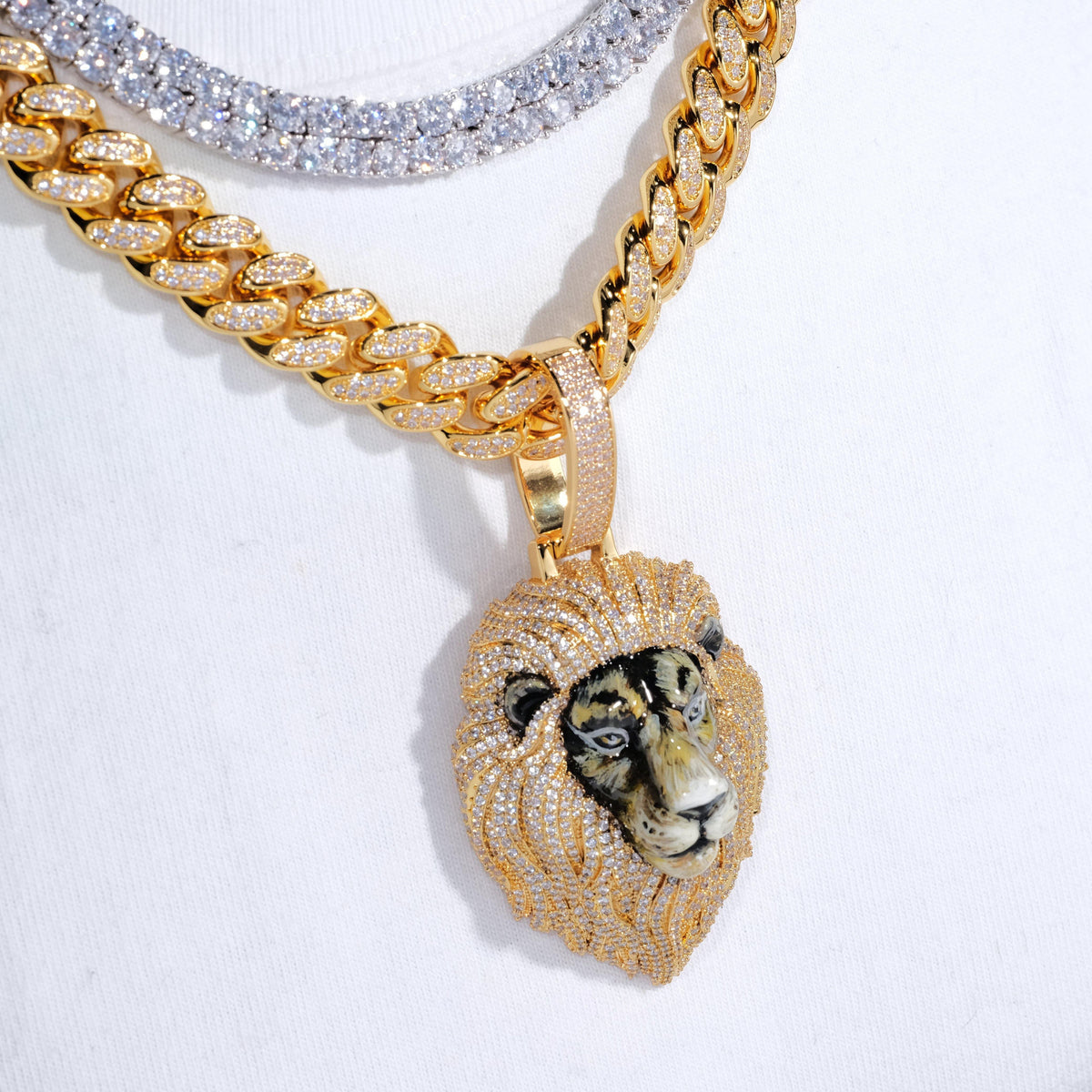 3D Enamel painting Iced Lion Pendant