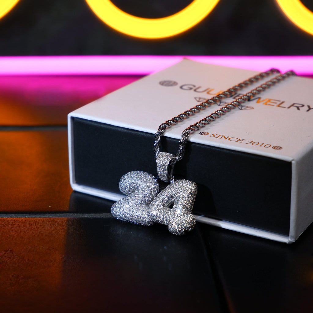 NEW ARRIVAL! 18K Yellow Gold-Plated AAA CZ 24 Digital Pendant