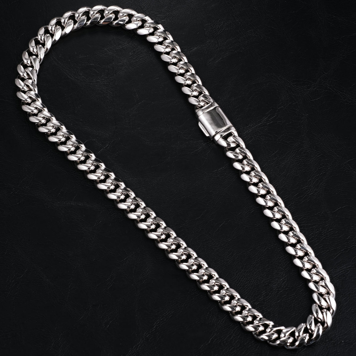 [Box Clasp]12mm Classic Miami Cuban White Gold