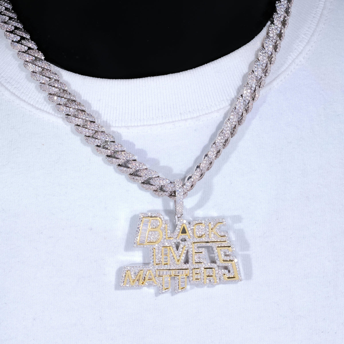 Black Lives Matter Baguette Icy Necklace