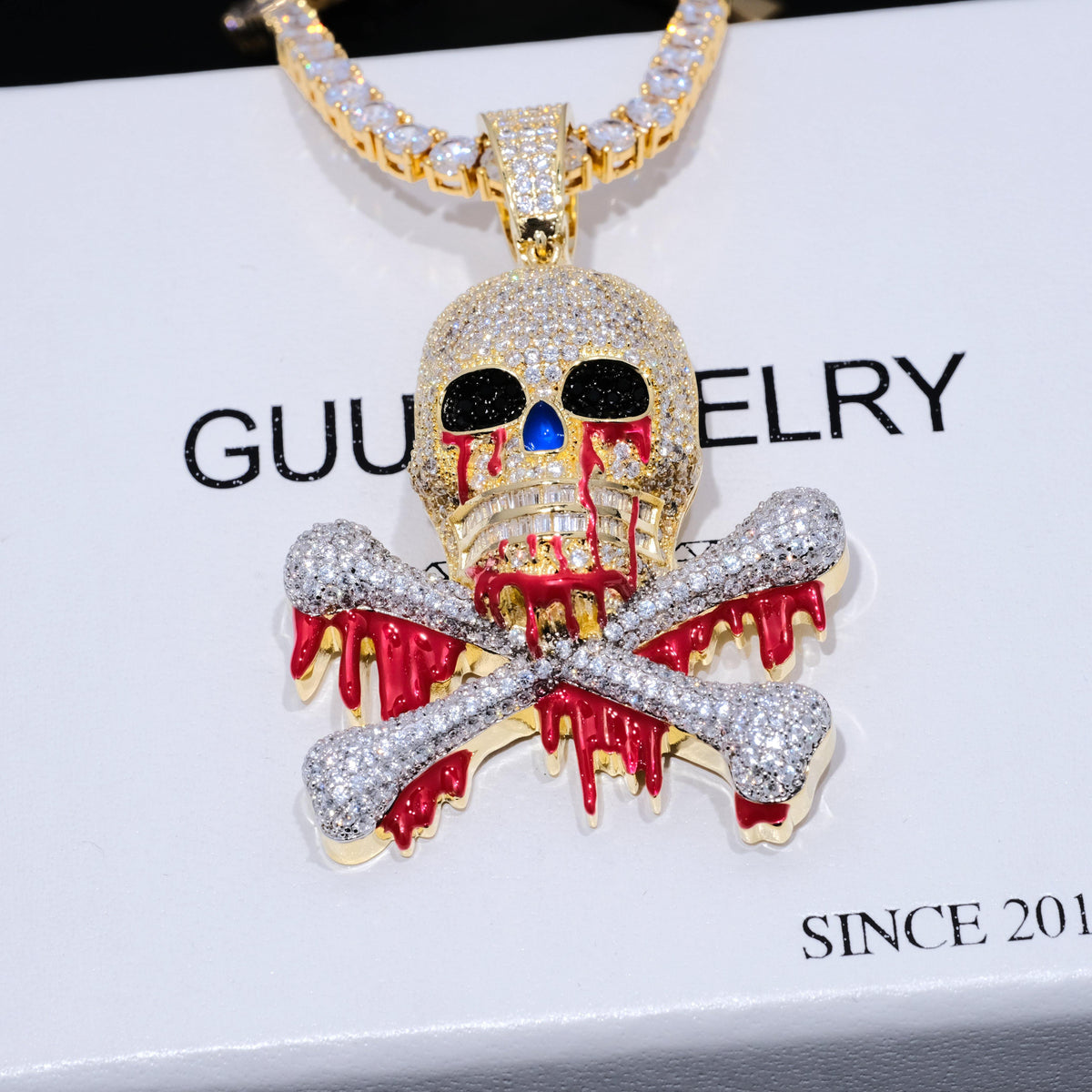 Pirate skull Iced Hiphop Bling Bling Necklace