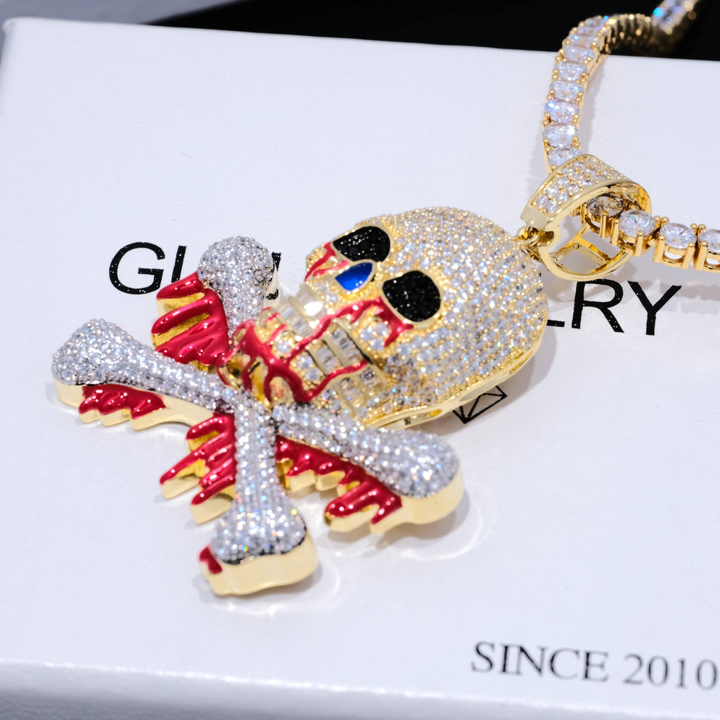 Pirate skull Iced Hiphop Bling Bling Necklace