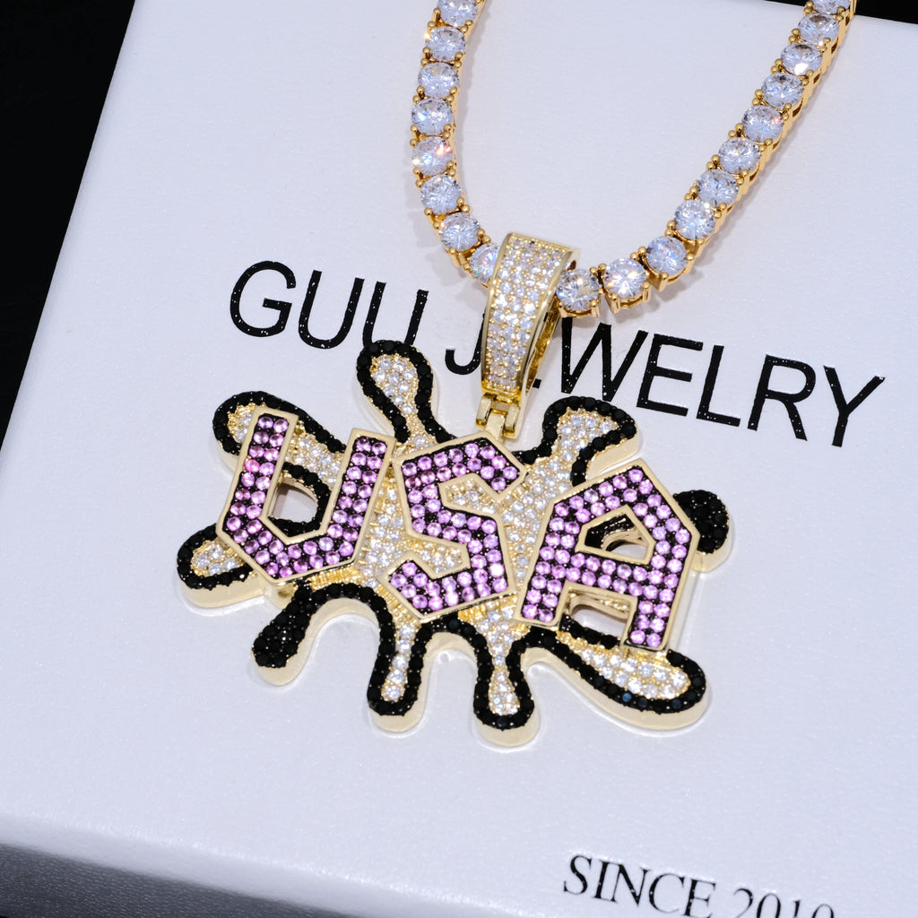 USA Iced Hiphop Bling Bling Necklace