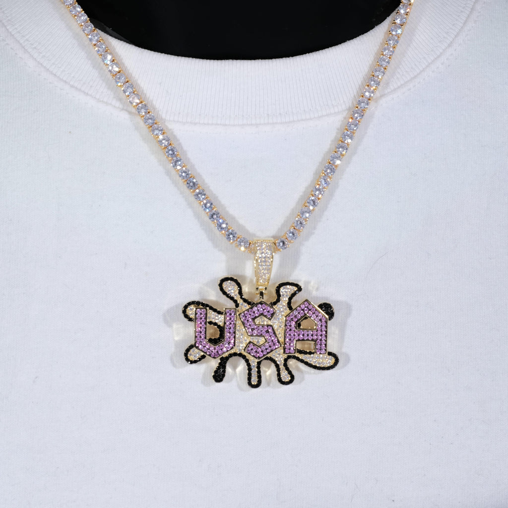 USA Iced Hiphop Bling Bling Necklace
