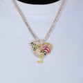 Iced Color Rooster Necklace