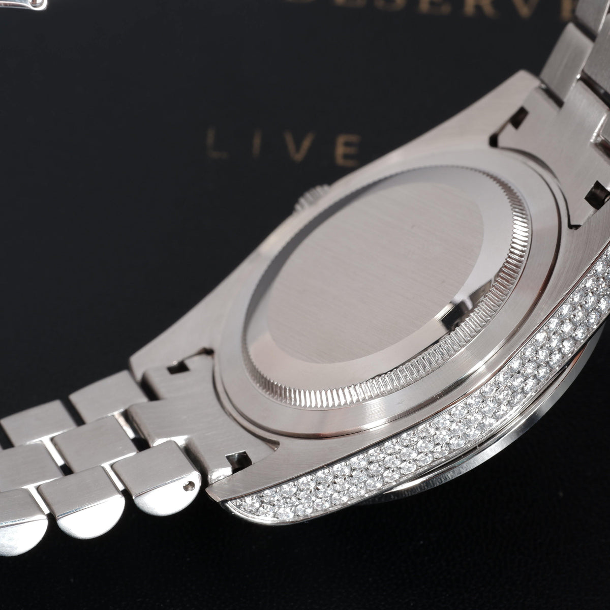 GUU Iced Watch Black Dial in WhiteGold