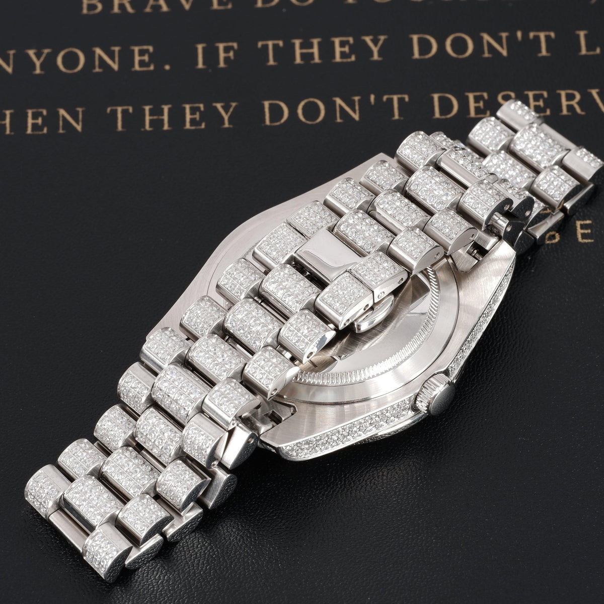 GUU Iced Watch Black Dial in WhiteGold