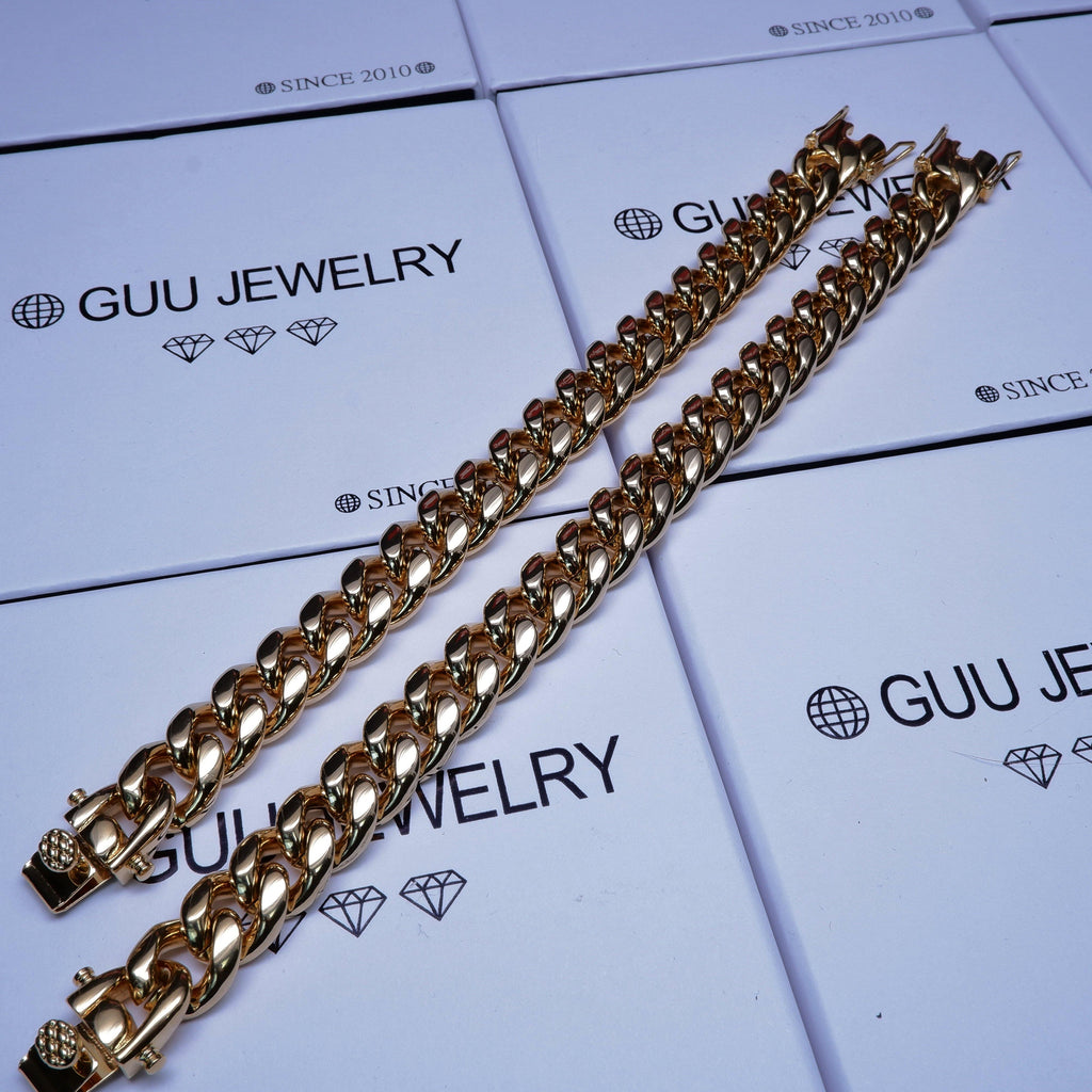 12mm 18K Gold-Plated Classic Miami Cuban Link Bracelet