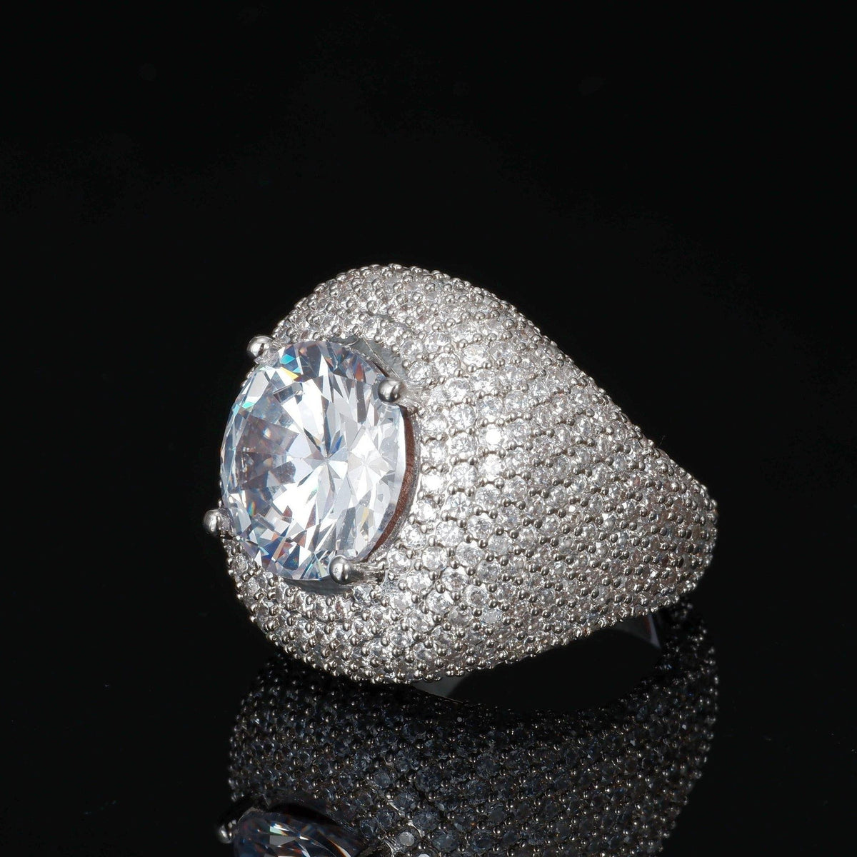 Iced Clustered Band Ring