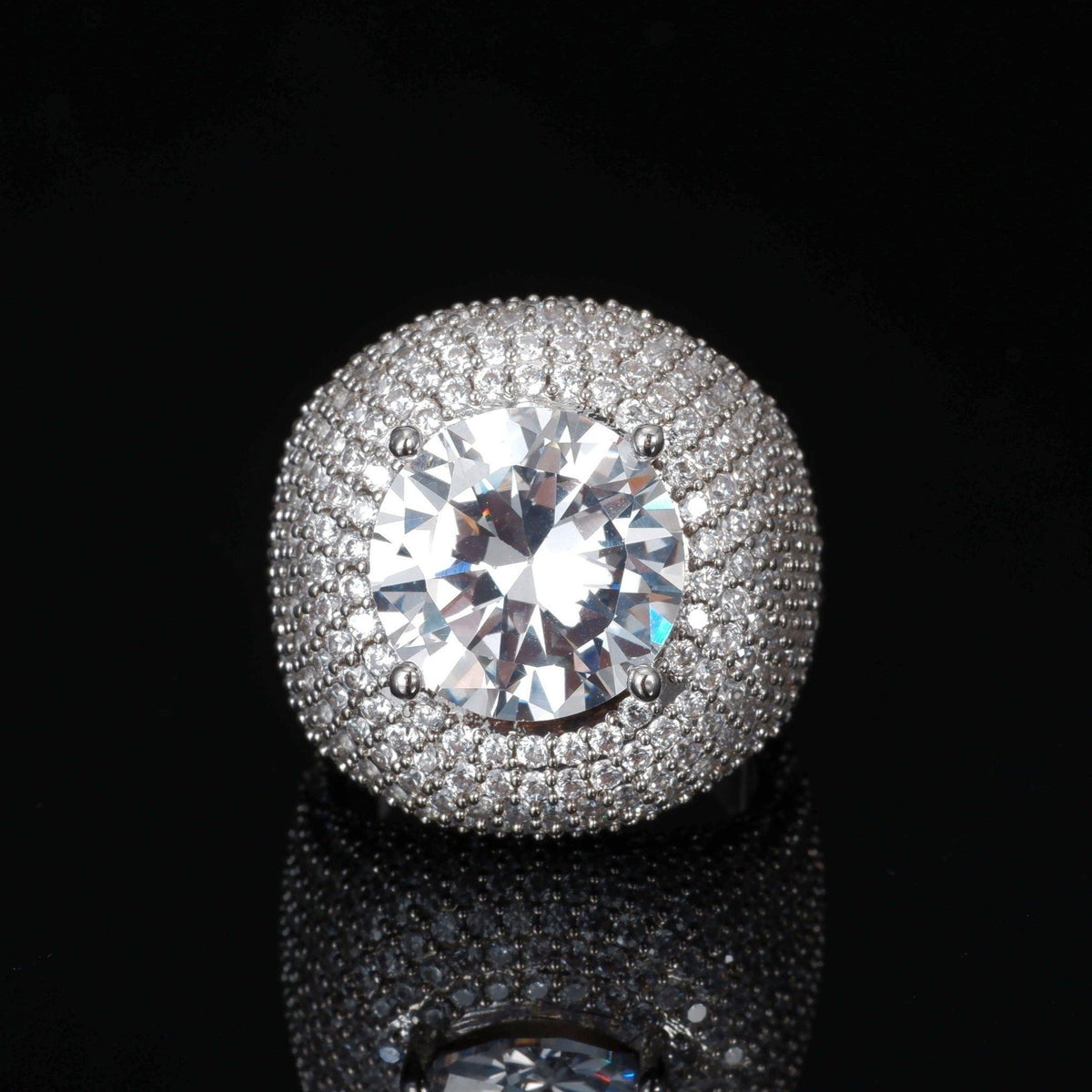 Iced Clustered Band Ring