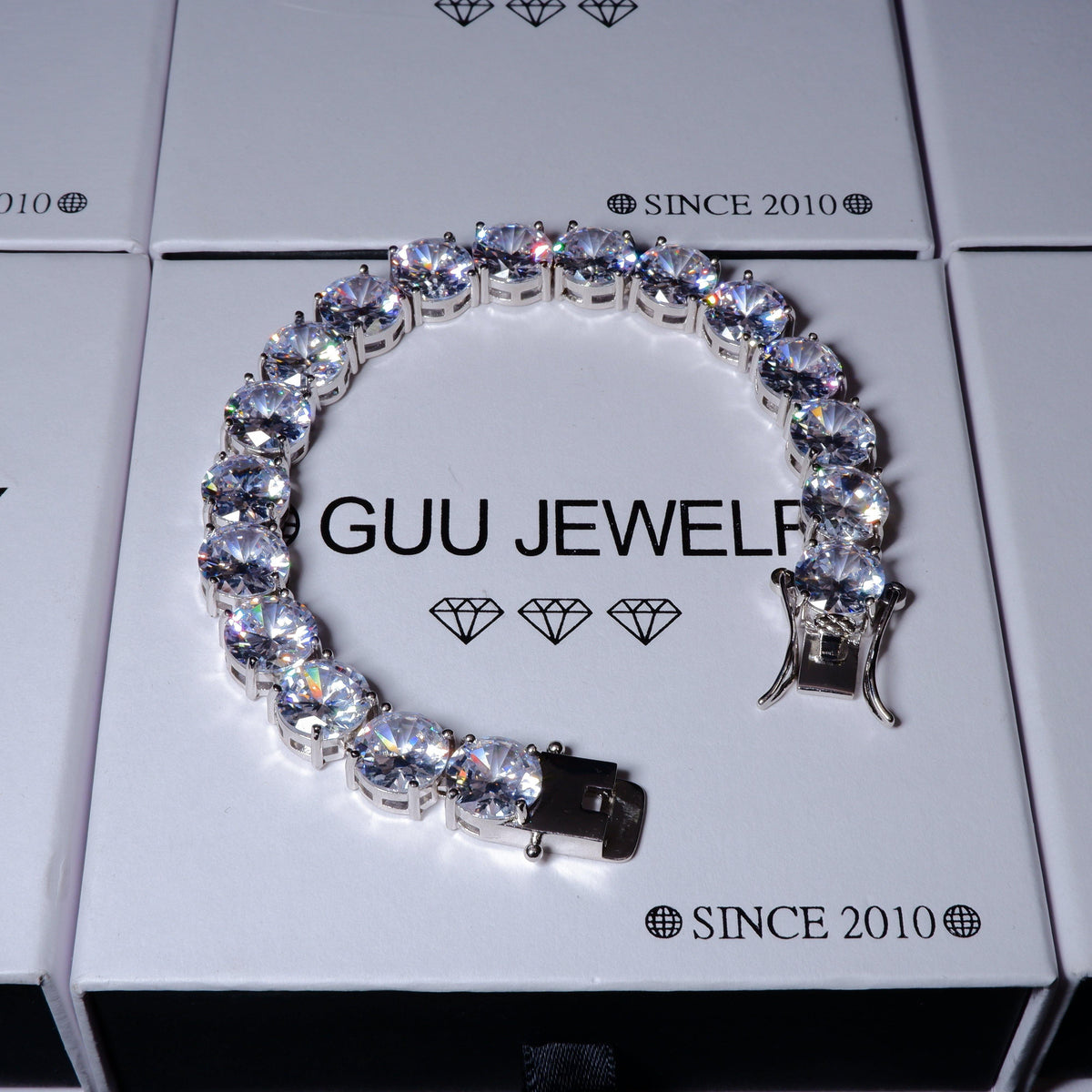 10mm Hip Hop CZ BlingBling Silver Tennis Bracelet