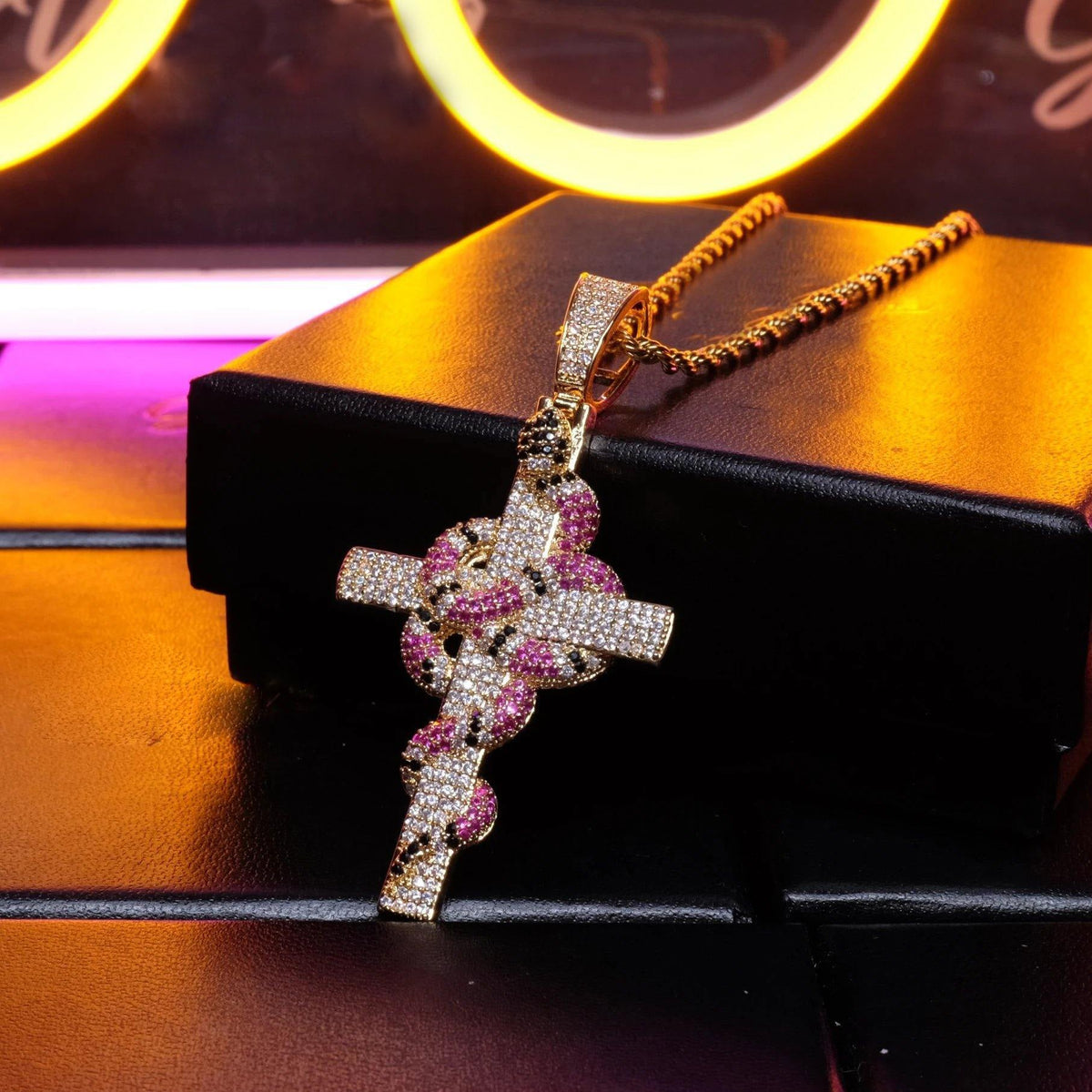 🔥New Iced Cross and Snake Pendant