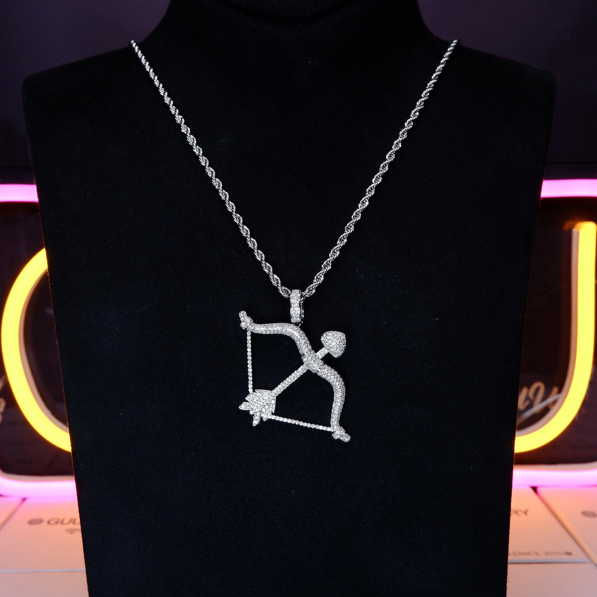 Iced 18K Gold-Plated Micro-inlay AAA CZ Cupid Arrow Necklace