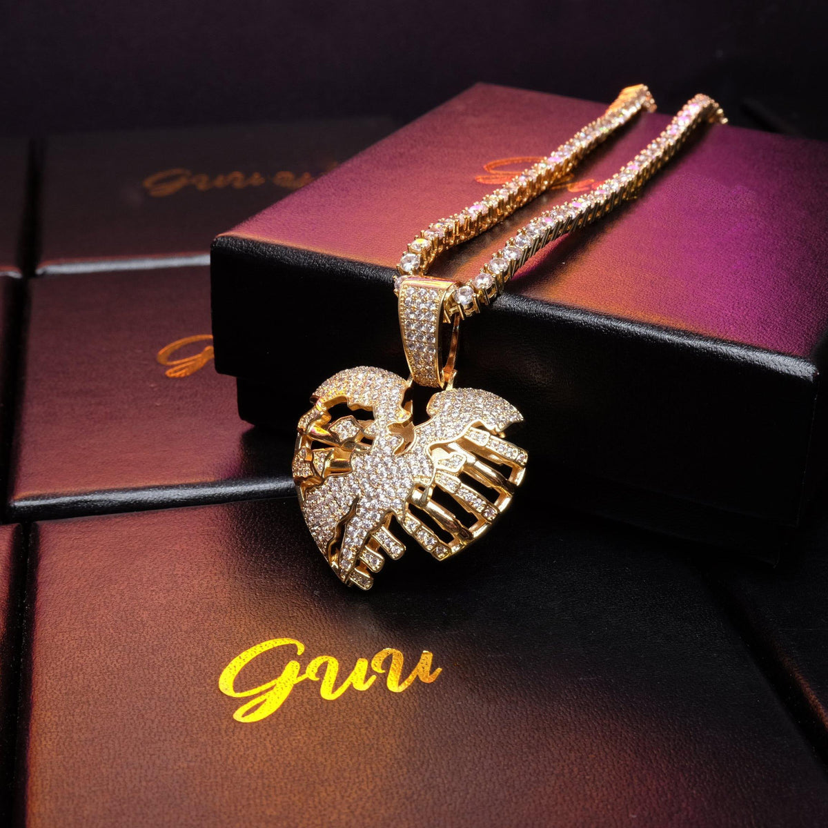 AAA CZ Micro-inlay Rhinestone Hollow Necklace Pendant
