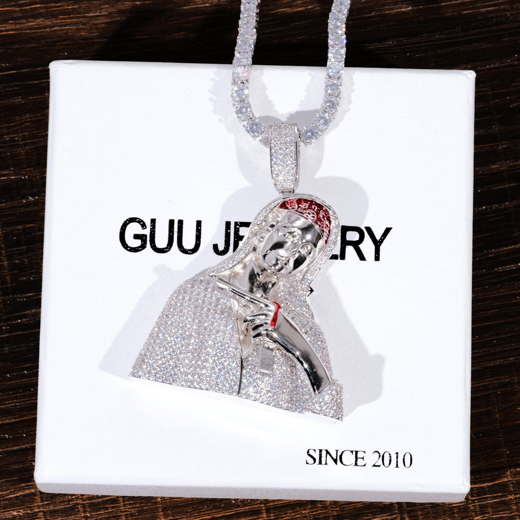 Iced Mary With Gun Necklace