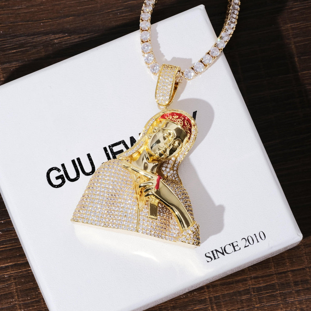 Iced Mary With Gun Necklace