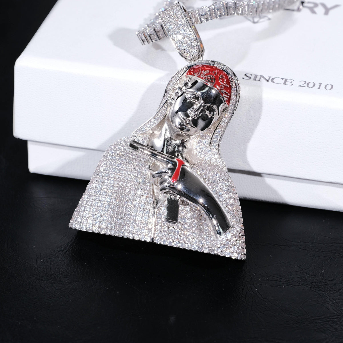 Iced Mary With Gun Necklace