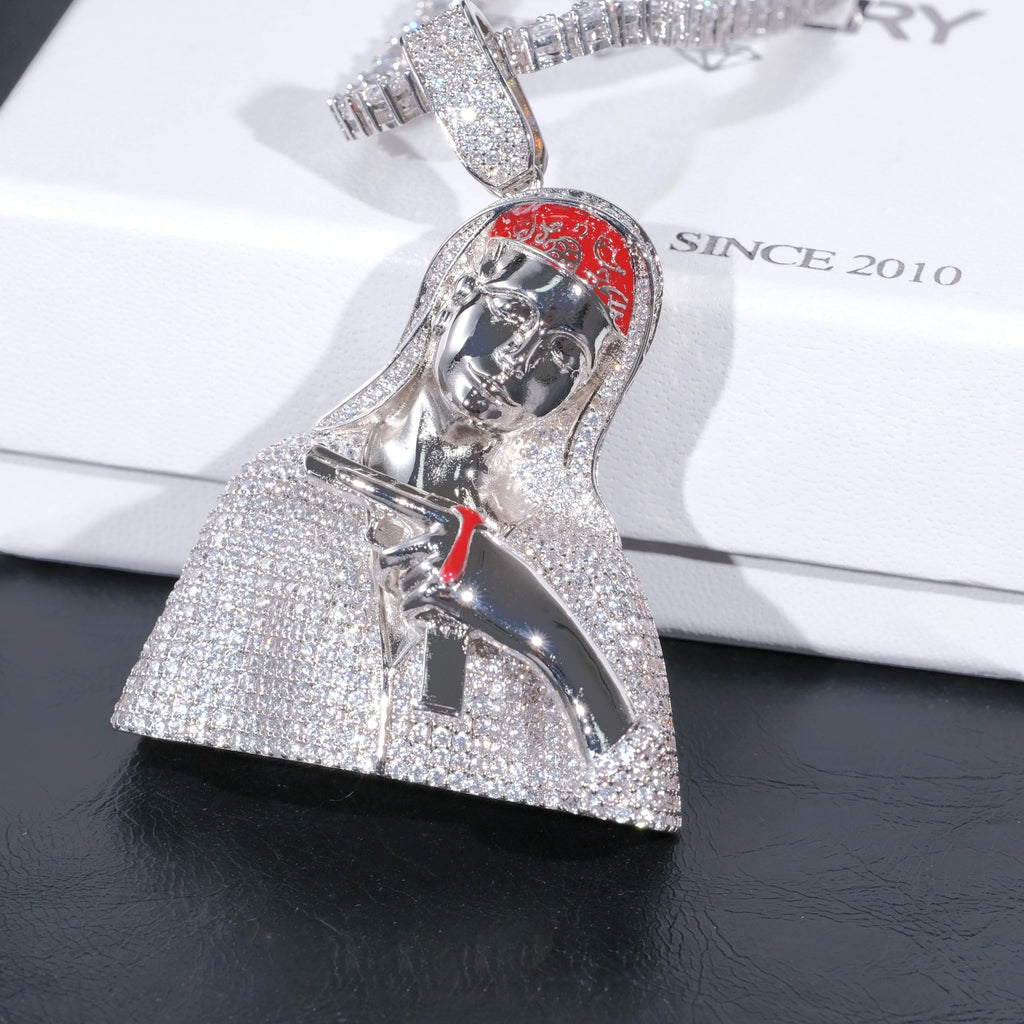 Iced Mary With Gun Necklace
