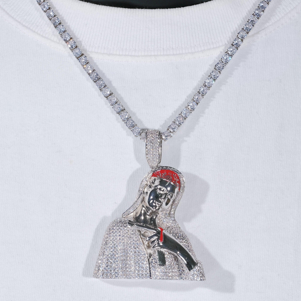 Iced Mary With Gun Necklace