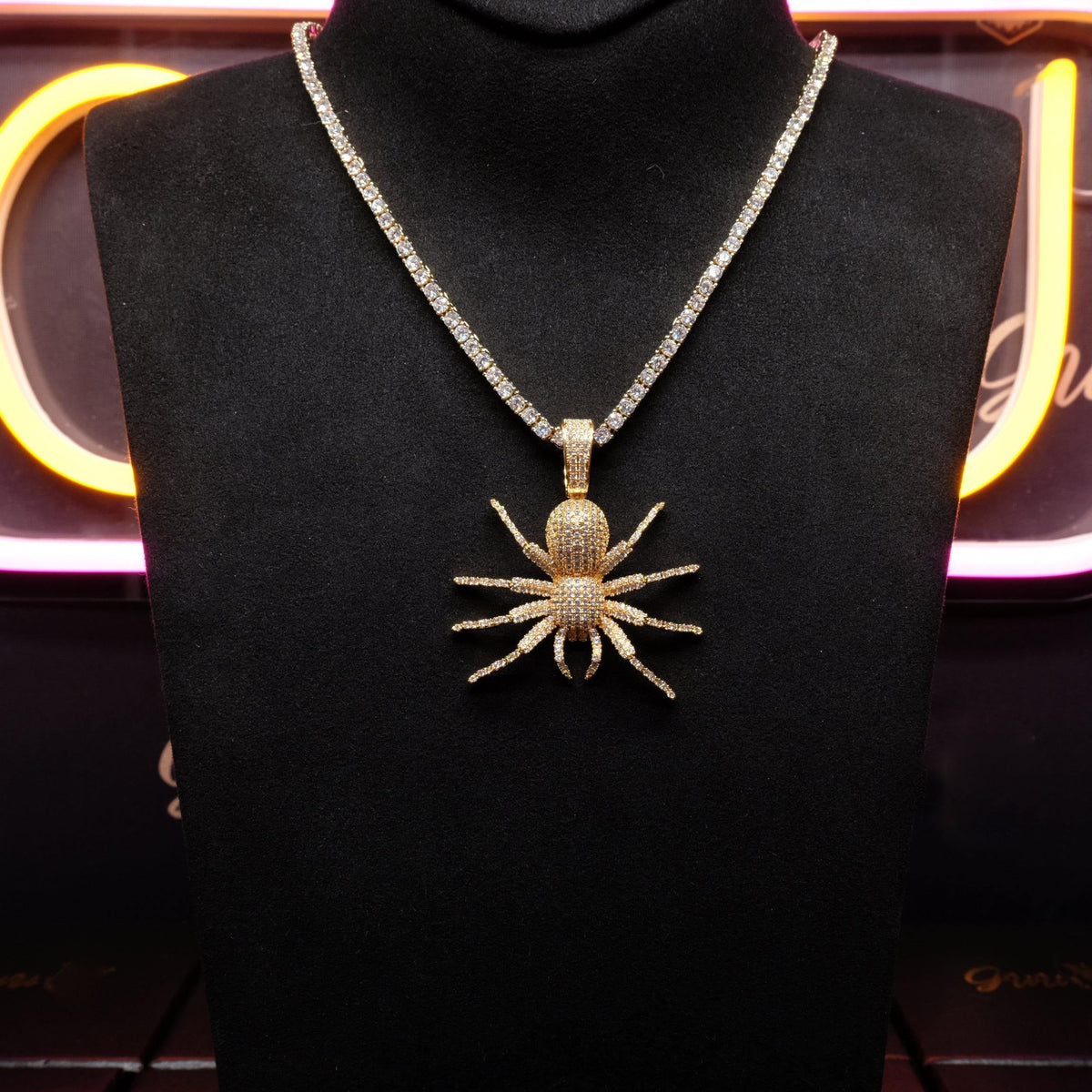 18K Gold-Plated AAA CZ Spider Pendant Necklace