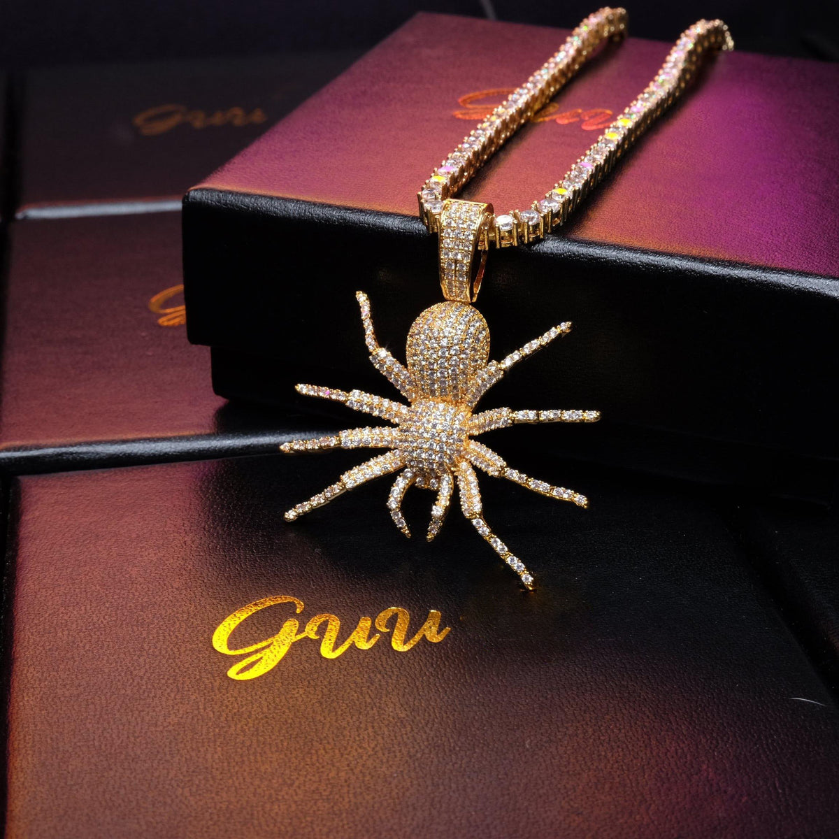 18K Gold-Plated AAA CZ Spider Pendant Necklace