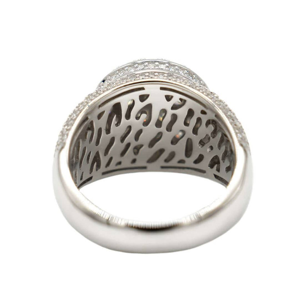 Women's Moissanite Diamond Cluster Ring in White Gold Vermeil