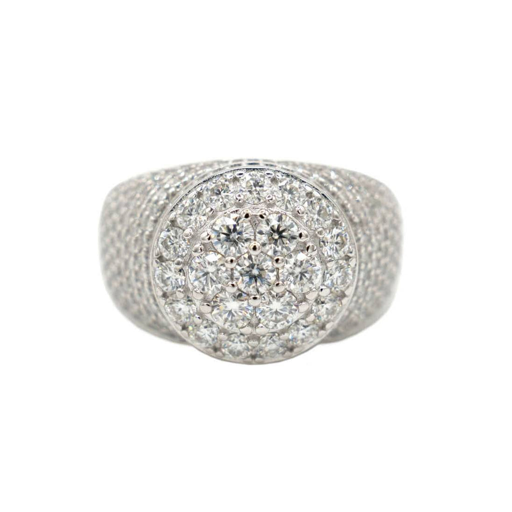 Women's Moissanite Diamond Cluster Ring in White Gold Vermeil