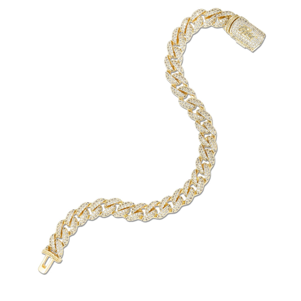 Women's Moissanite Diamond Cuban Bracelet in Yellow Gold Vermeil - 8.5MM