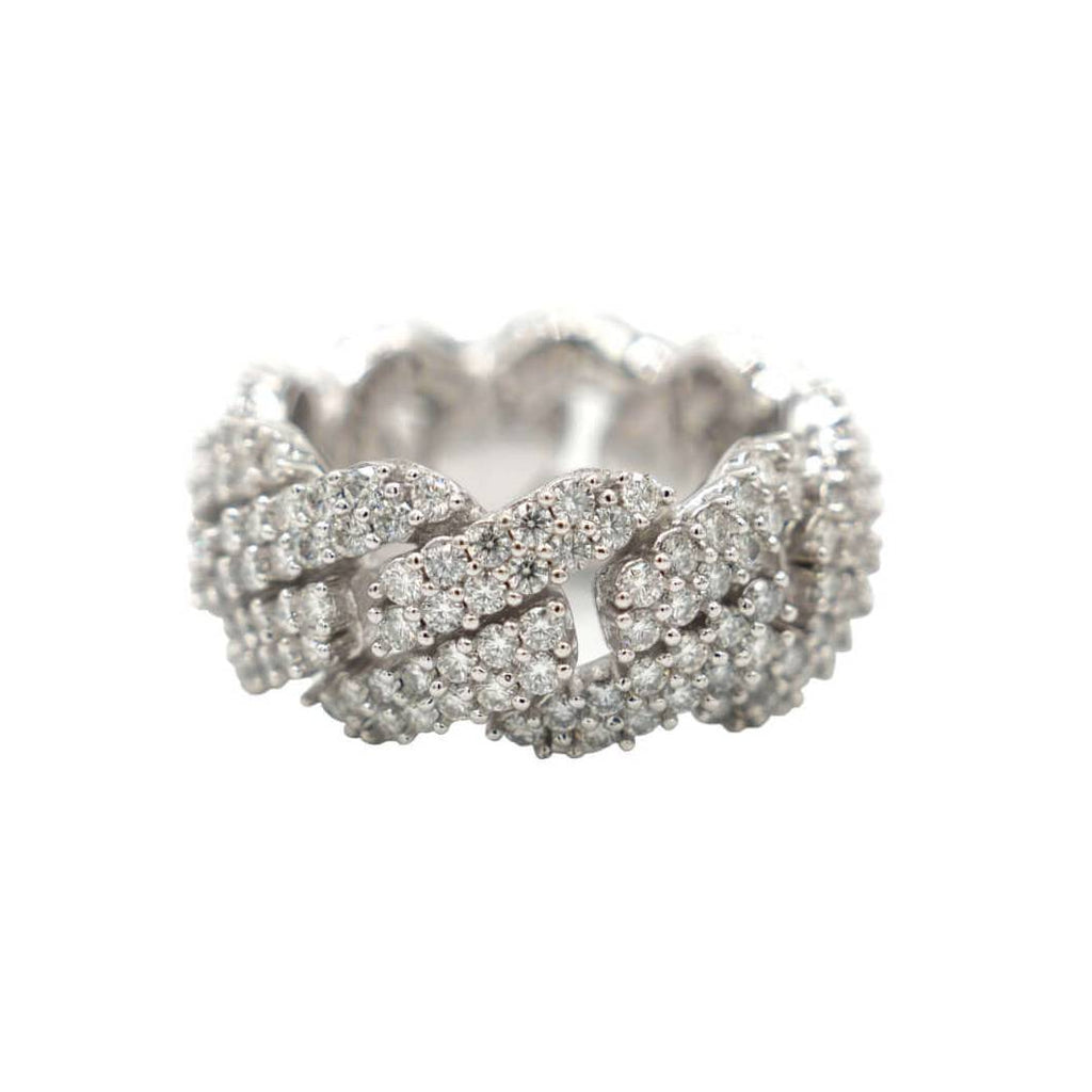 Moissanite Diamond Prong Cuban Ring in Sterling Silver