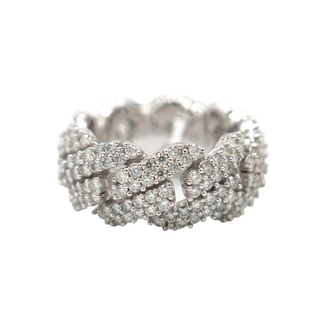 Moissanite Diamond Prong Cuban Ring in Sterling Silver